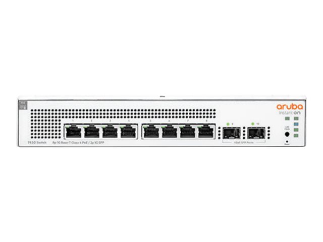 HPE Networking Instant On 1930 8G Class4 PoE 2SFP 124W Switch - Switch - L3 - Managed - 8 x 10/100/1000 (PoE) + 2 x Gigabit SFP - rack-mountable - PoE (124 W)