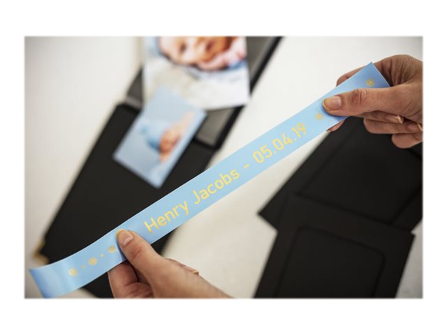 Brother TZe-RL54 - Satin - gold on light blue - Roll (2.4 cm x 4 m) 1 cassette(s) ribbon tape - for Brother PT-D600, P-Touch PT-3600, D600, D800, E550, P750, P900, P950, P-Touch EDGE PT-P750