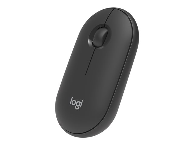 Logitech Pebble M350 - Mouse - optical - 3 buttons - wireless - Bluetooth, 2.4 GHz - USB wireless receiver - graphite