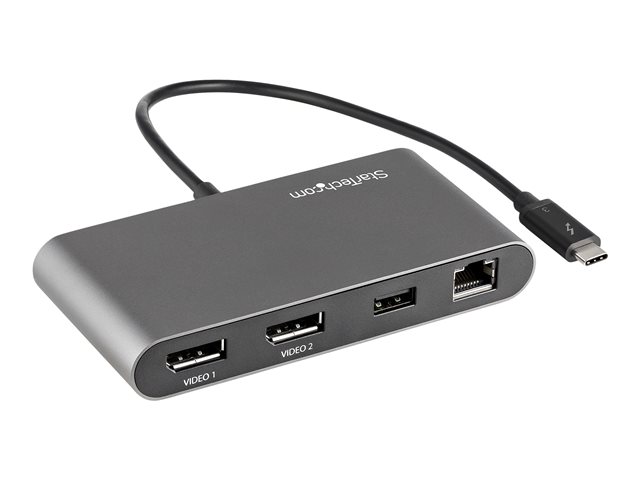 StarTech.com Thunderbolt 3 Mini Dock - Portable Dual Monitor w/ DP 4K 60Hz - 2X USB-A Hub (3.2/2.0), GbE - 28cm Cable - TB3 Multiport Adapter - Mac/Windows- Upgraded Version of TB3DKM2DP (TB3DKMDPL) - Docking station - Thunderbolt 3 - 2 x DP - 1GbE