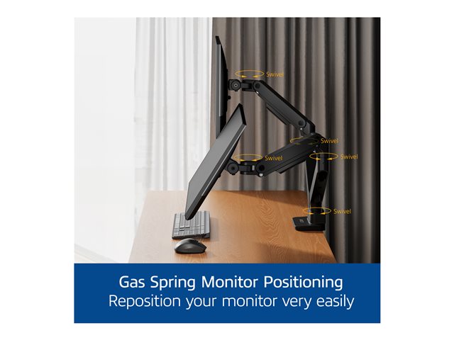 ACT - Mounting kit (monitor arm) - for 2 LCD displays - aluminium, plastic, steel - black