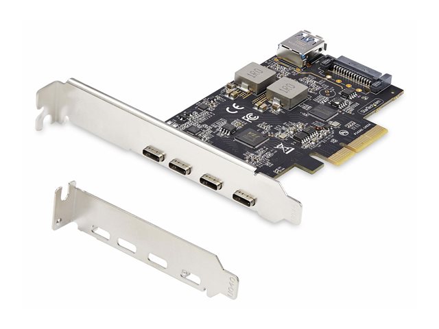 StarTech.com 5-Port USB PCIe Card, USB 3.2 10Gbps, PCI Express Card with 4x USB-C Ports, 1x USB-A Internal Port, USB PCIe Controller Card, Windows/macOS/Linux - USB adapter - PCIe 3.0 x4 - USB-C 3.2 Gen 1 x 4 + USB 3.2 Gen 1 x 1 - black