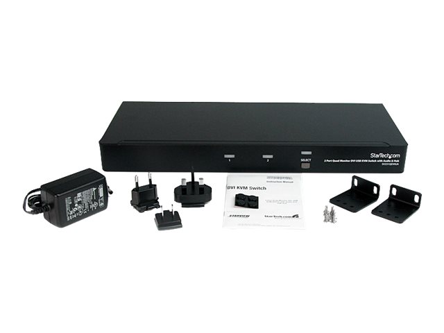 StarTech.com 2-Port Quad Monitor Dual-Link DVI USB KVM Switch with Audio & Hub (SV231QDVIUA) - KVM / audio / USB switch - 2 x KVM / audio / USB - 1 local user - desktop - for P/N: DVID4N1USB10, DVID4N1USB15, DVID4N1USB6, IM12D1500P, SVA12M2NEUA, SVA12M5NA