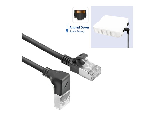 CAT6A U/FTP SLM D-ANG BK 1.00M. 1 stk