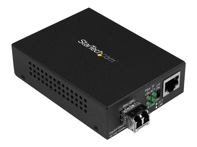 StarTech.com Multimode (MM) LC Fiber Media Converter for 10/100/1000 Network - 550m - Gigabit Ethernet - 850nm - with SFP Transceiver (MCM1110MMLC) - Fibre media converter - 1GbE - 10Base-T, 1000Base-LX, 1000Base-SX, 100Base-TX, 1000Base-T - RJ-45 / LC multi-mode - up to 550 m - 850 nm - for P/N: SVA5N3NEUA
