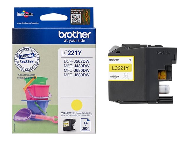 Brother LC221Y - Yellow - original - ink cartridge - for Brother DCP-J562DW, MFC-J480DW, MFC-J680DW, MFC-J880DW