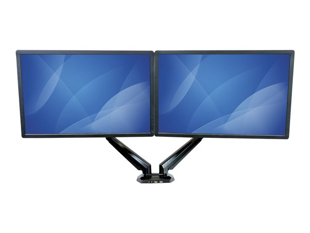 StarTech.com Desk Mount Dual Monitor Arm - One-Touch Height Adjustment (ARMSLIMDUO) - Mounting kit - adjustable arm - for LCD display - aluminium - black - screen size: 12\"-32\" - desk-mountable - for P/N: ACCSMNT, DK30A2DH, DK30C2DAGPD, DK30C2HAGPD, PXT101YUK, TB3DK2DPM2, TB3DK2DPPD