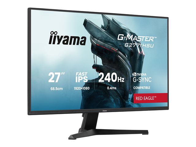 27\"WIDE LCD, G-Master Red Eagle, 1920 x 1080, 240 Hz Fast IPS panel, LED Bl., USB-Hub (1xOut v3.2 + 1xUSB-C(5 Watt)), 350 cd/m², 1000:1 Static Contrast, 80.000.000:1 ACR, Speakers, DisplayPort(G-SYNC Compatible), HDMI(2x), HDR 10 Ready, 0,4ms(MPRT),