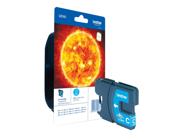 Brother LC980CBP - Cyan - original - blister - ink cartridge - for Brother DCP-145, 163, 165, 195, 365, 373, 375, 377, MFC-250, 255, 290, 295, 297