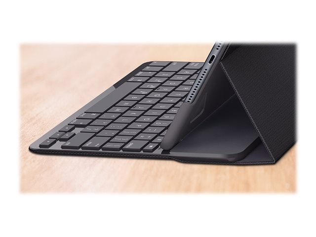 Logitech Slim Folio - Keyboard and folio case - wireless - Bluetooth - QWERTY - UK - graphite - for Apple 10.2-inch iPad (7th generation, 8th generation, 9th generation)