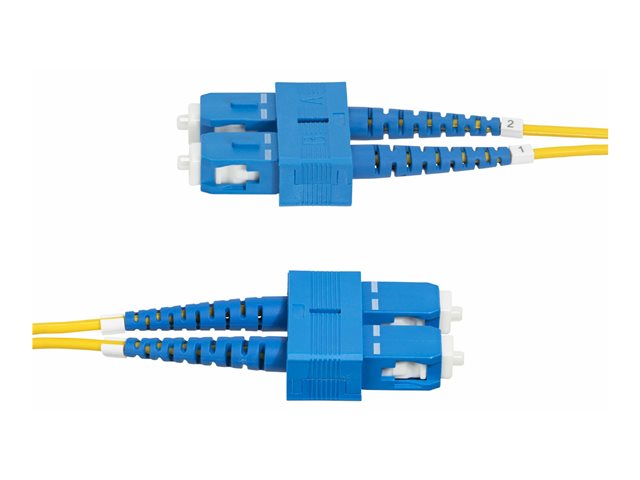 StarTech.com 5m (16.4ft) SC to SC (UPC) OS2 Single Mode Duplex Fiber Optic Cable, 9/125µm, Laser Optimized, 40G/100G Zipcord, Bend Insensitive, Low Insertion Loss - LSZH Fiber Patch Cord (SMDOS2SCSC5M) - Patch cable - SC/UPC single-mode (M) to SC/UPC