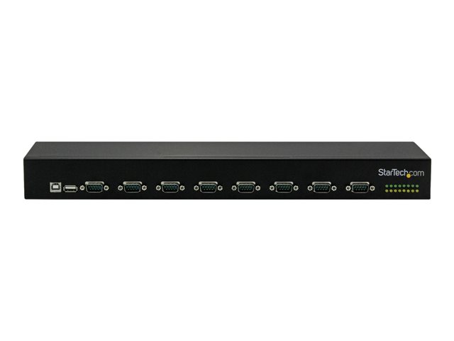 StarTech.com USB to Serial Hub - 8 Port - COM Port Retention - Rack Mount and Daisy Chainable - FTDI USB to RS232 Hub (ICUSB23208FD) - Serial adapter - USB 2.0 - RS-232 x 8 - black