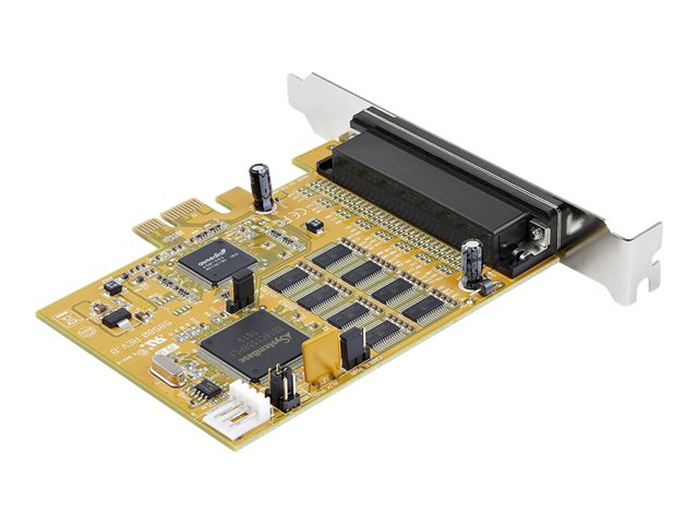 StarTech.com 8-Port PCI Express RS232 Serial Adapter Card, PCIe RS232 Serial Card, 16C1050 UART, Multiport Serial DB9 Controller/Expansion Card, 15kV ESD Protection, Windows & Linux - Up to 921.6 Kbps Baud - Serial adapter - PCIe - RS-232 x 8 - yellow - TAA Compliant