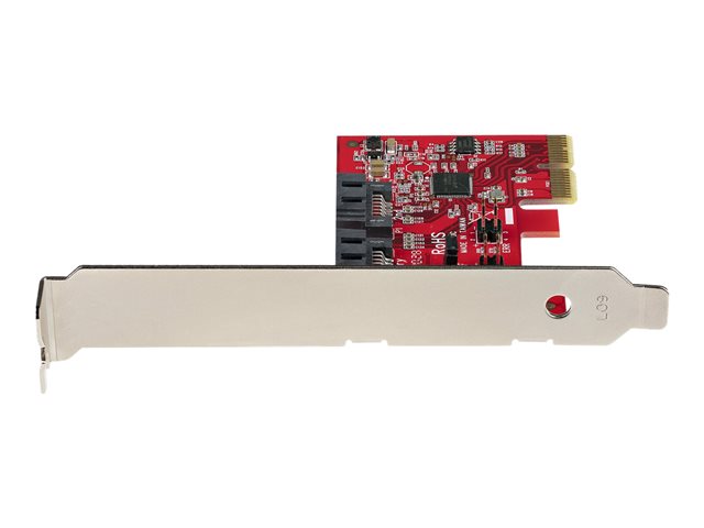 StarTech.com SATA PCIe Card, 2 Port PCIe SATA Expansion card, 6Gbps SATA Card, Full/Low Profile, PCI Express to SATA Adapter, ASM1062R SATA RAID Controller Card - PCIe to SATA Converter - Storage controller - SATA 6Gb/s - low profile - RAID RAID 0, 1, JBOD - PCIe 2.0 x2 - red