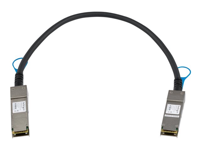 StarTech.com MSA Uncoded Compatible 0.5m 40G QSFP+ to QSFP+ Direct Attach Breakout Cable Twinax, 40 GbE QSFP+ Copper DAC 40 Gbps Low Power Passive Transceiver Module DAC, 40GE, 40GE Cable - Lifetime Warranty (QSFP40GPC05M) - 40GBase direct attach cable - QSFP+ latched to QSFP+ latched - 50 cm - twinaxial - SFF-8436 - passive - black