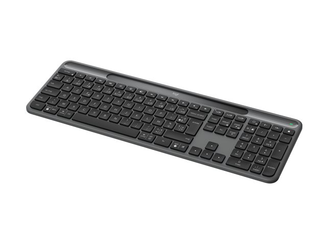 Logitech Signature Slim Solar+ K980 - Keyboard - full size - wireless - Bluetooth LE - AZERTY - French - key switch: scissor switches - graphite