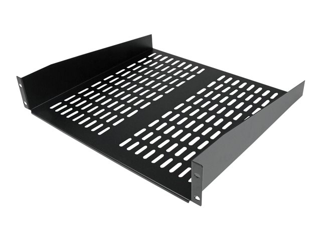 StarTech.com 1U Server Rack Shelf, 2U 16in Universal Fixed Vented Network Rack Shelf/Cantilever Tray for 19\" AV/Data/Network Equipment Enclosure w/Cage Nuts & Screws, 50lbs Weight Cap. - 2U Network Rack Shelf (CABSHELFV) - Rack shelf - black - 2U - 19\" - for P/N: RK12OD2, RK2537BKM, RK3236BKF, RK4236BKB, RK4242BK24, RK4242BK30, RKQMCAB12V2