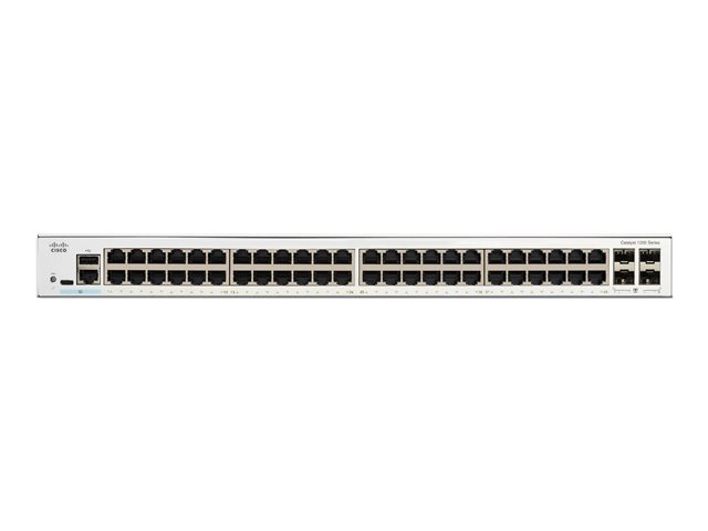 Cisco Catalyst 1200-48T-4G - Switch - L3 - smart - 48 x 10/100/1000Base-T + 4 x 1 Gigabit Ethernet SFP+ - rack-mountable