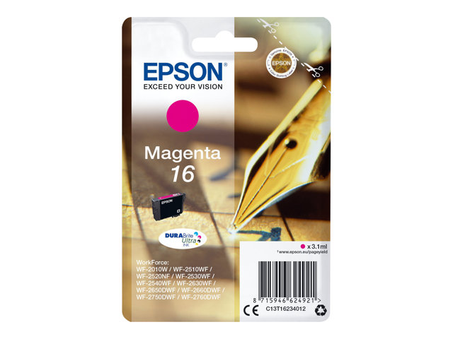 Epson 16 - 3.1 ml - magenta - original - ink cartridge - for WorkForce WF-2010, 2510, 2520, 2530, 2540, 2630, 2650, 2660, 2750, 2760