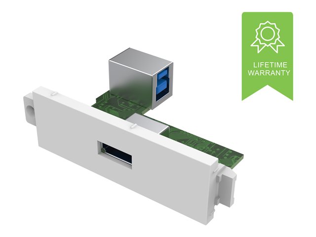 VISION Techconnect Modular AV Faceplate - LIFETIME WARRANTY - USB A (on front) to B module - square \"B\" type socket on the rear and \"A\" type socket on the front - USB 2.0 - fixes into Techconnect surrounds - plastic - white