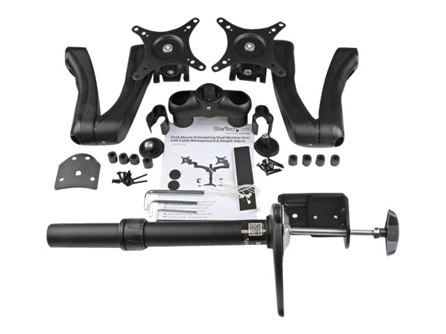 StarTech.com Desk Mount Dual Monitor Arm - Articulating - Supports Monitors 12\" to 24\" - Adjustable VESA Monitor Arm - Grommet or Desk Mount - Black (ARMDUAL) - Mounting kit - adjustable arm - for 2 LCD displays - plastic, steel - black - screen size: 12\"-24\" - desk-mountable - for P/N: ACCSMNT, ARMSTSLG, DK30A2DH, DK30C2DAGPD, DK30C2HAGPD, TB3DK2DPM2, TB3DK2DPPD