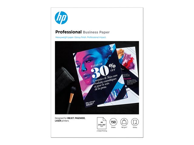 HP Professional Glossy Paper - Glossy - A4 (210 x 297 mm) - 180 g/m² - 150 sheet(s) photo paper - for Deskjet 15XX, Ink Advantage 27XX, Officejet 80XX, 9012, Photosmart B110