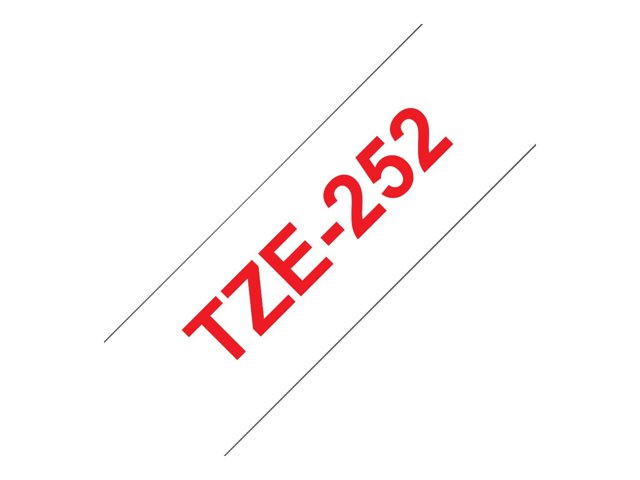 Brother TZe-252 - Standard adhesive - red on white - Roll (2.4 cm x 8 m) 1 cassette(s) laminated tape - for Brother PT-D600, P750, P-Touch PT-1650, 2430, 2700, 2710, 2730, 3600, 9700, 9800, D610