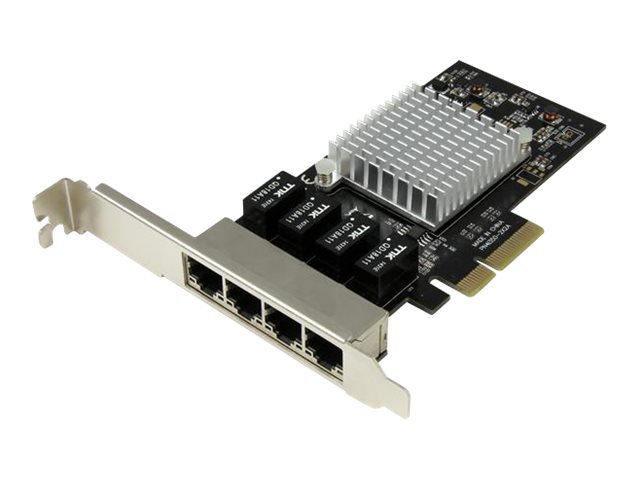StarTech.com 4 Port PCIe Network Card - RJ45 Port - Intel i350 Chipset - Ethernet Server / Desktop Network Card - Dual Gigabit NIC Card (ST4000SPEXI) - Network adapter - PCIe x4 low profile - 1GbE - 1000Base-T - black - for P/N: BNDTB10GI, BNDTB210GSFP, BNDTB310GNDP, BNDTB410GSFP, BNDTB4M2E1, BNDTBUSB3142