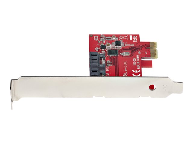StarTech.com SATA PCIe Card, 2 Port PCIe SATA Expansion card, 6Gbps SATA Card, Full/Low Profile, PCI Express to SATA Adapter, ASM1061 Non-Raid SATA Controller Card - PCIe to SATA Converter - Storage controller - 2 Channel - SATA 6Gb/s - low profile - PCIe 2.0 x1 - red