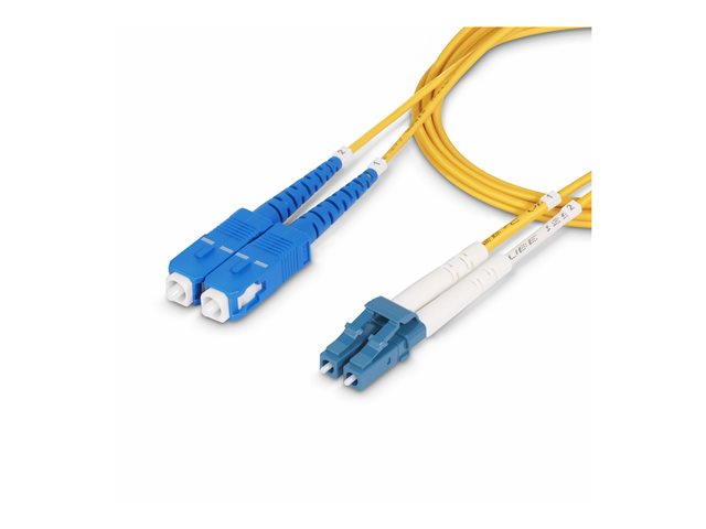 StarTech.com 15m (50ft) LC to SC (UPC) OS2 Single Mode Duplex Fiber Optic Cable, 9/125µm, Laser Optimized, 10G, Bend Insensitive, Low Insertion Loss - LSZH Fiber Patch Cord (SMLCSC-OS2-15M) - Patch cable - LC/UPC single-mode (M) to SC/UPC single-mode