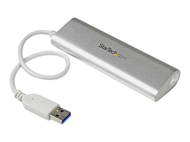 StarTech.com 4 Port Portable USB 3.0 Hub with Built-in Cable - Aluminum and Compact USB Hub (ST43004UA) - Hub - 4 x SuperSpeed USB 3.0