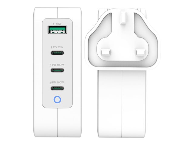 130W GaN USB-C 4-Port Charger - UK White