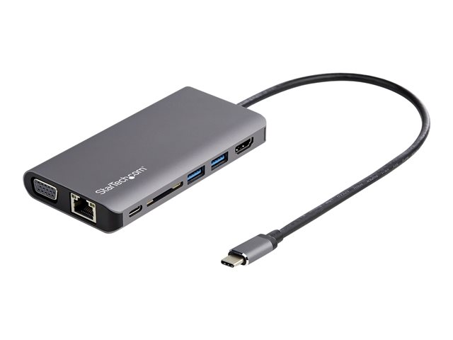 StarTech.com USB C Multiport Adapter, USB-C Mini Travel Dock with 4K HDMI or 1080p VGA, 3x USB 3.0 Hub, SD, GbE, Audio, 100W PD Pass-Through, Portable Docking Station for Laptop/Tablet - USB 3.0 Mini Dock - Docking station - USB-C - VGA, HDMI - 1GbE