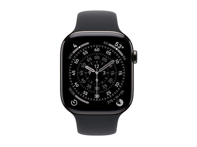 Apple Watch Series 11 GPS + Cellular 46mm Slate Titanium Case with Black Sport Band - S/M