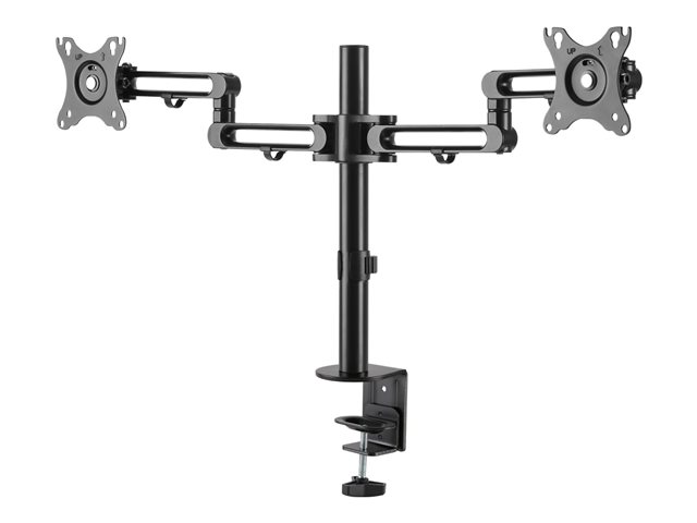 StarTech.com Desk Mount Dual Monitor Arm, Desk Clamp VESA Compatible Monitor Mount for up to 32 inch Displays, Ergonomic Articulating Monitor Arm, Height Adjustable/Tilt/Swivel/Rotating - Double Monitor Arm (ARMDUAL3) - Mounting kit - adjustable arm - for 2 monitors - aluminium - black - screen size: up to 32\" - desk-mountable