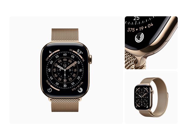Apple Watch Series 11 GPS + Cellular 46mm Gold Titanium Case with Gold Milanese Loop - M/L
