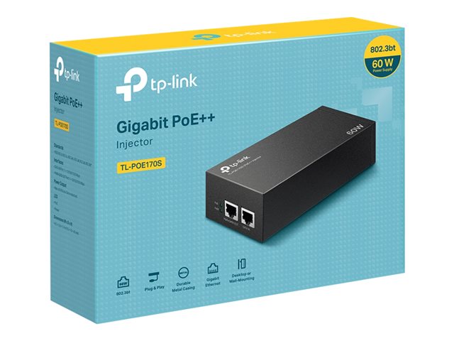TP-Link TL-POE170S V2 - PoE injector - gigabit - AC 100-240 V - 60 watt - output connectors: 1