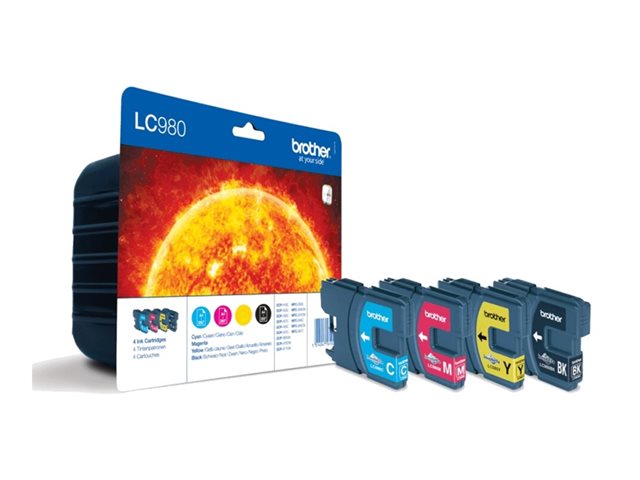 LC980VALBPRF Black, Cyan, Magenta and Yellow Ink Cartridges Multipack with RF Security Tag. The black cartridge prints 300 pages, the colour cartridges print 260 pages each. (Order Multiples of 4)