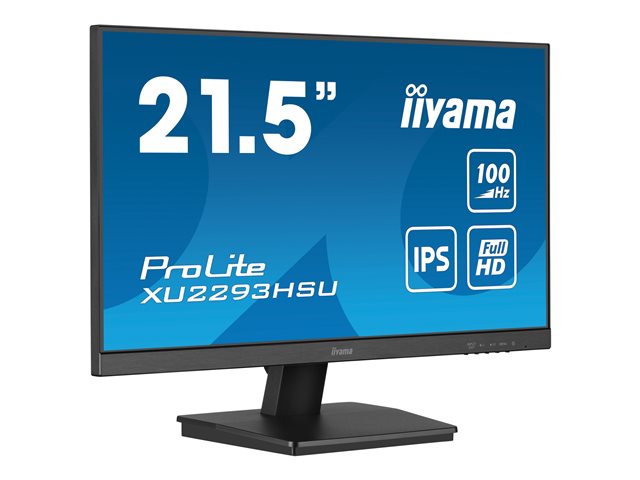 iiyama ProLite XU2293HSU-B7 - LED monitor - 22\" (21.5\" viewable) - 1920 x 1080 Full HD (1080p) @ 100 Hz - IPS - 300 cd/m² - 1000:1 - 1 ms - HDMI, DisplayPort - speakers - black, matte
