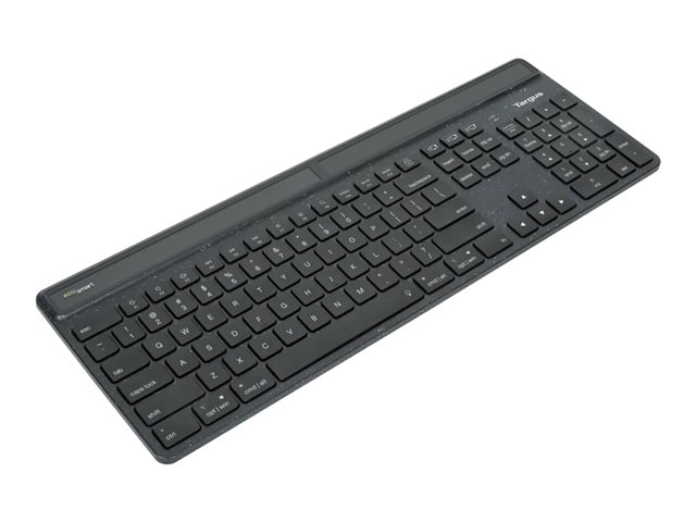 Targus EcoSmart - Keyboard - sustainable energy harvesting - antimicrobial - backlit - wireless - Bluetooth 5.0 - QWERTY - UK - key switch: Scissor-Key - black - sustainable packaging
