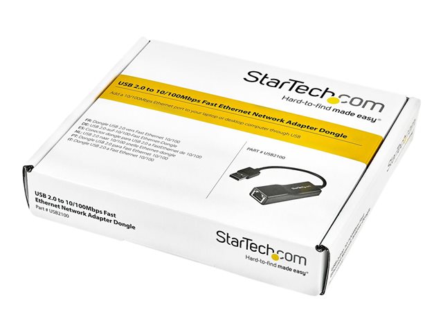 StarTech.com USB 2.0 to 10/100 Mbps Ethernet Network Adapter Dongle - USB Network Adapter - USB 2.0 Fast Ethernet Adapter - USB NIC (USB2100) - Network adapter - USB 2.0 - 10/100 Ethernet - black