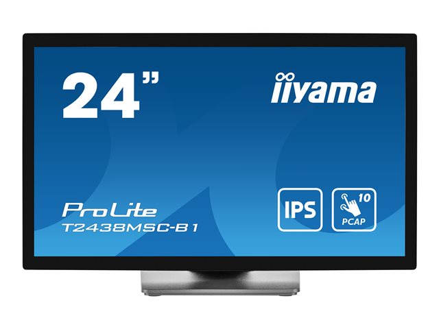 iiyama ProLite T2438MSC-B1 - LED monitor - 24\" (23.8\" viewable) - touchscreen - 1920 x 1080 Full HD (1080p) - IPS - 600 cd/m² - 1000:1 - 5 ms - HDMI, DisplayPort - speakers - matte black