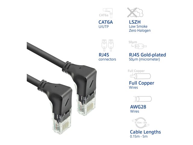 CAT6A UTP SL D/D-ANG BK 0.25M. 1 stk