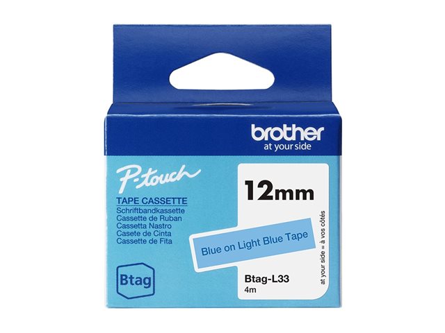 Brother BTAG-L33 - Blue on light blue - Roll (1.2 cm x 4 m) 1 cassette(s) hanging box - label tape