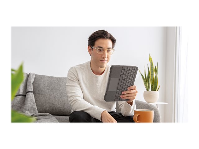Logitech Folio Touch - Keyboard and folio case - with trackpad - backlit - Apple Smart connector - QWERTZ - Swiss - oxford grey - for Apple 10.9-inch iPad Air (4th generation, 5th generation)