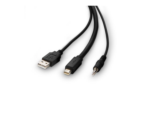 Belkin Secure KVM Combo Cable - Video / USB / audio cable - TAA Compliant - USB, mini jack, Mini DisplayPort (M) to USB Type B, mini jack, DisplayPort (M) - 1.83 m - passive, 4K support - black
