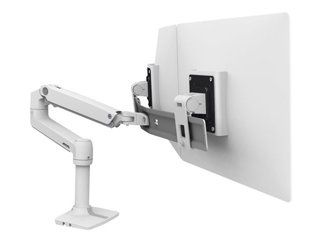 Ergotron LX - Mounting kit (articulating arm, extension, base, 2-piece desk clamp, dual displays bow, 2 pivots, 8\" pole) - for 2 LCD displays - dual direct - white - screen size: up to 25\"