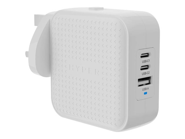 Targus HyperJuice - Power adapter - GaN - 70 Watt - Power Delivery 3.0 + PPS, Quick Charge 3.0 - 3 output connectors (2 x USB-C, USB) - white