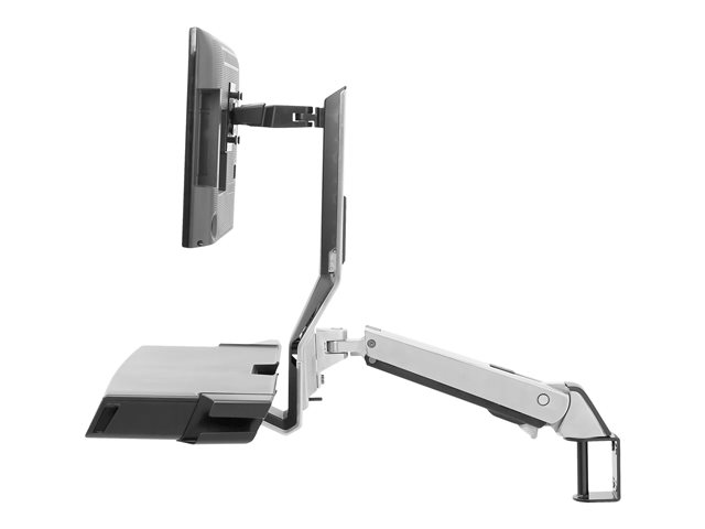Ergotron StyleView Sit-Stand Combo Arm - Mounting kit (wrist rest, wall mount bracket, display mount, track mount bracket kit, slide-out mouse tray, combo arm, work surface with keyboard tray, scanner and mouse holder) - Constant Force Technology - for LCD display / PC equipment - medical - aluminium, high-grade plastic - polished aluminium - screen size: up to 24\"