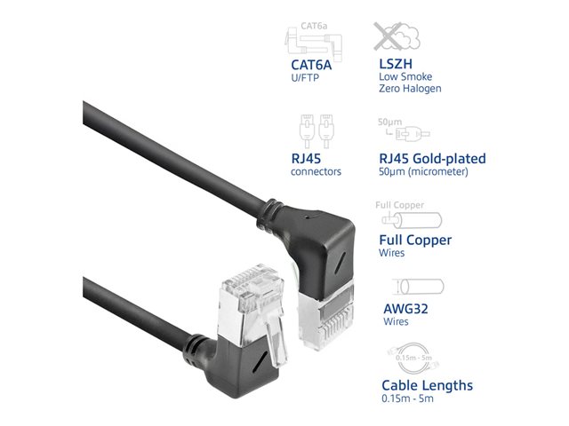 CAT6A UFTP SL U/D-ANG BK 0.50M. 1 stk